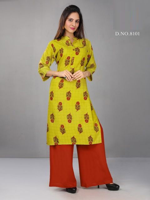Kushal Exclusive Stylish Casual Wear Rayon Kurti With Bottom Collection