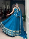 Blue Colour Pure Rayon Lehenga Navratri Festival Collection Taraa L1670