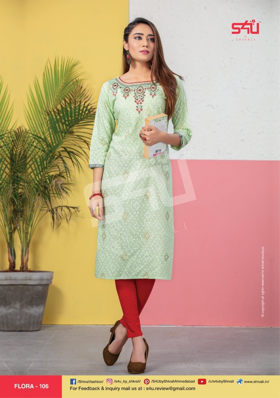 S4u Flora Fancy latest Designer Regular Ethnic Wear Printed Kurtis Collection

