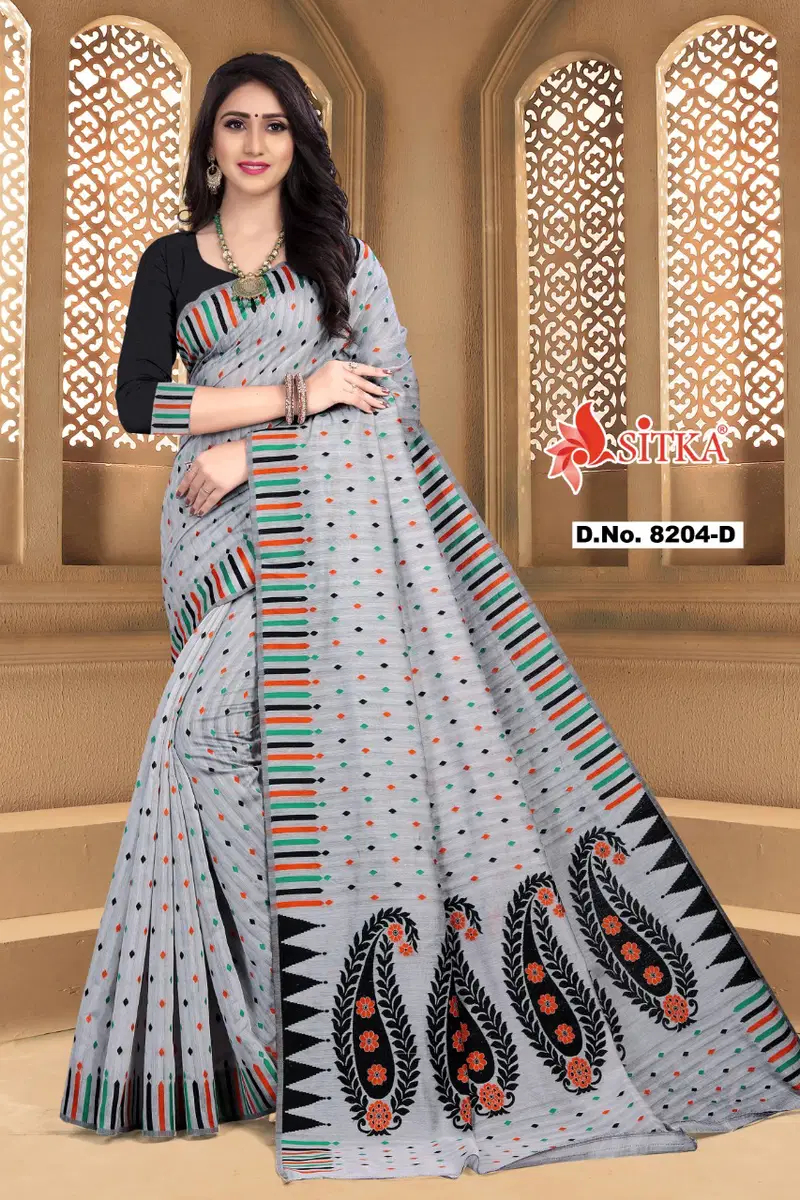 Naira 8204 Casual Daily Wear Fancy Look Poly Cotton Saree With Blouse Collection
