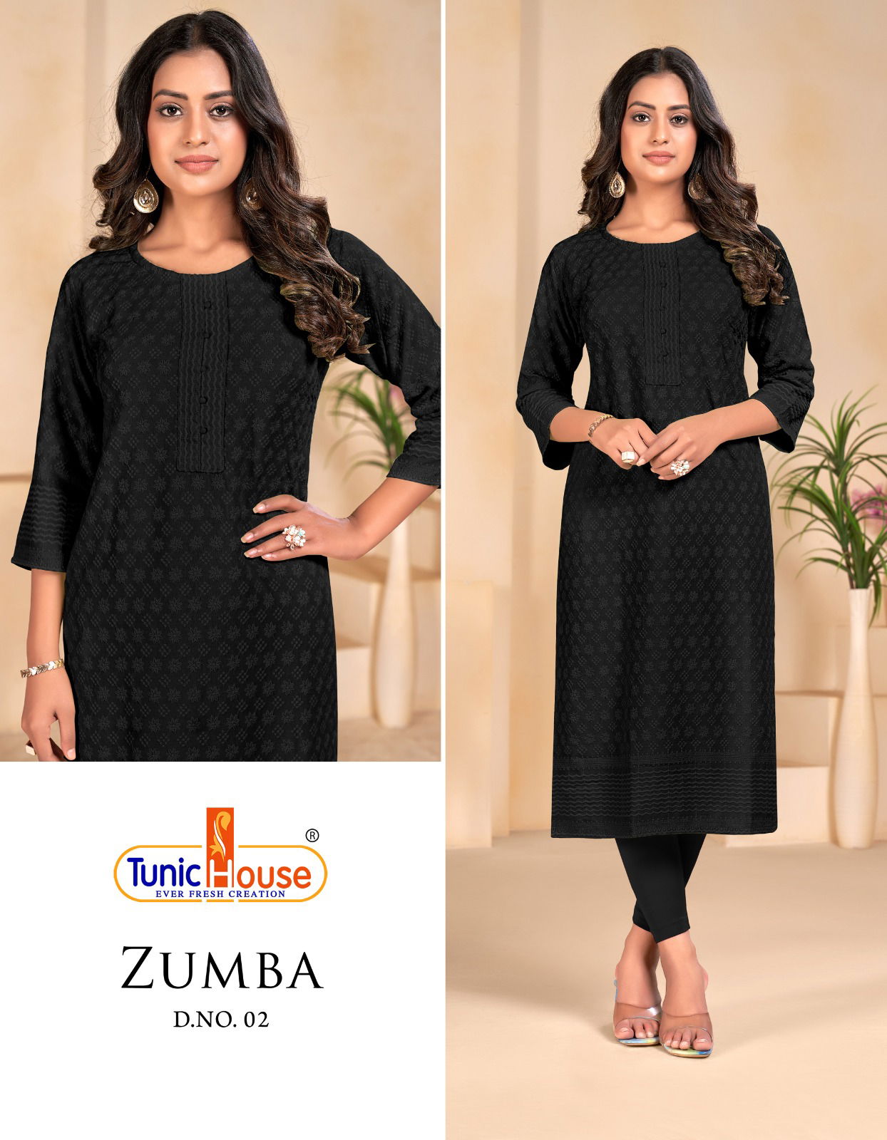 Tunic House Zumba 02 Viscose Rayon Chikankari Designer Kurtis
