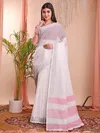 The White Loom By Astita Linen Cotton Saree Wholesale Price In Surat