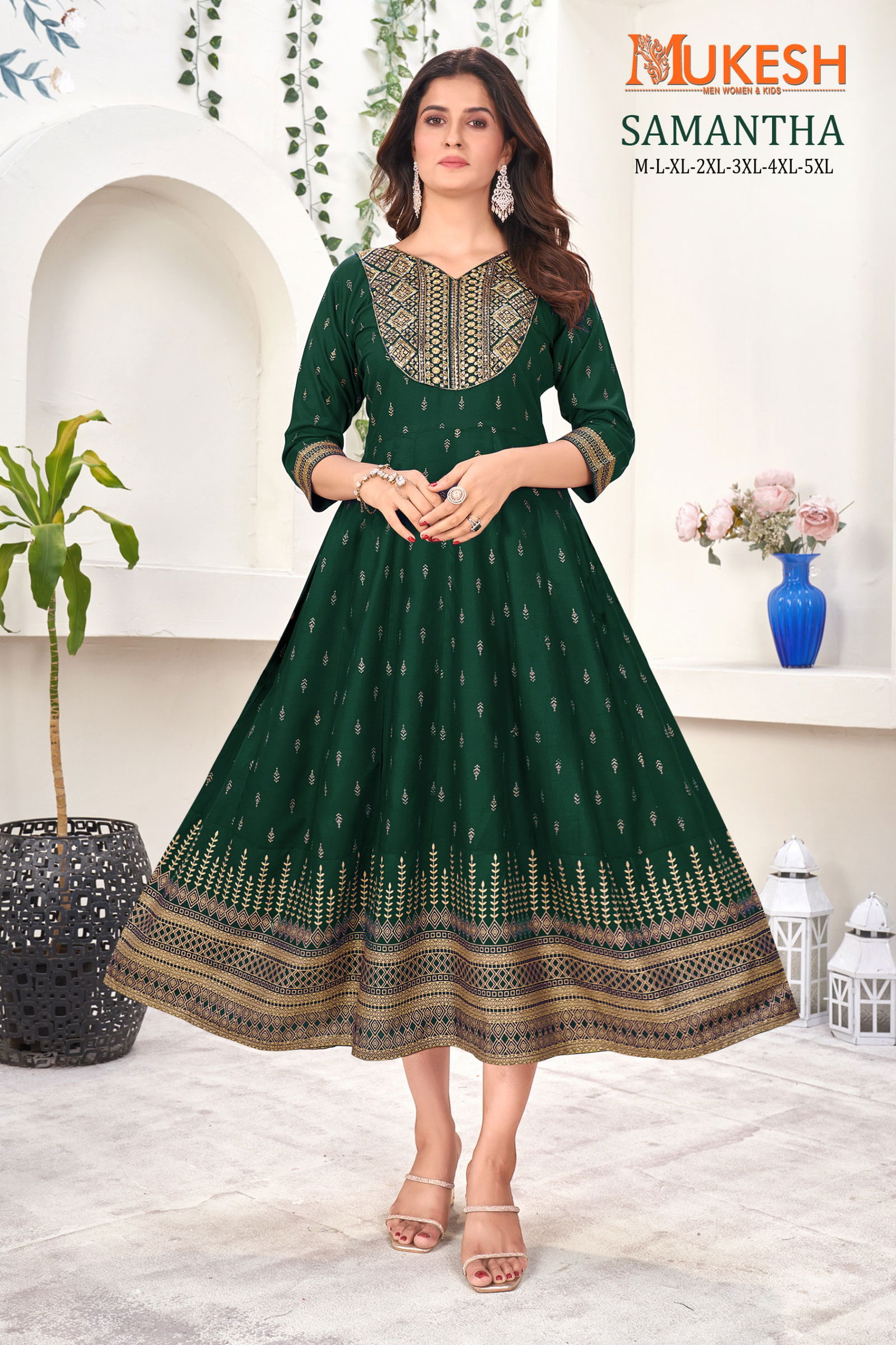 Samantha By Mukesh Rayon Embroidery Long Plus Size Kurtis Wholesalers In Delhi