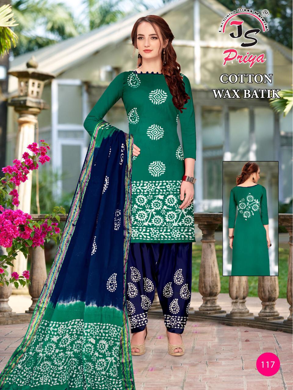 Js Priya Cotton Wax Batik Casual Wear Cotton Printed Dress Material Collection

