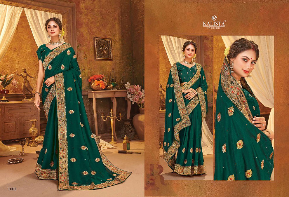 Kalista Shivalika Latest Fancy Festive Wear vichitra silk Embroidery Worked Sarees Collection

