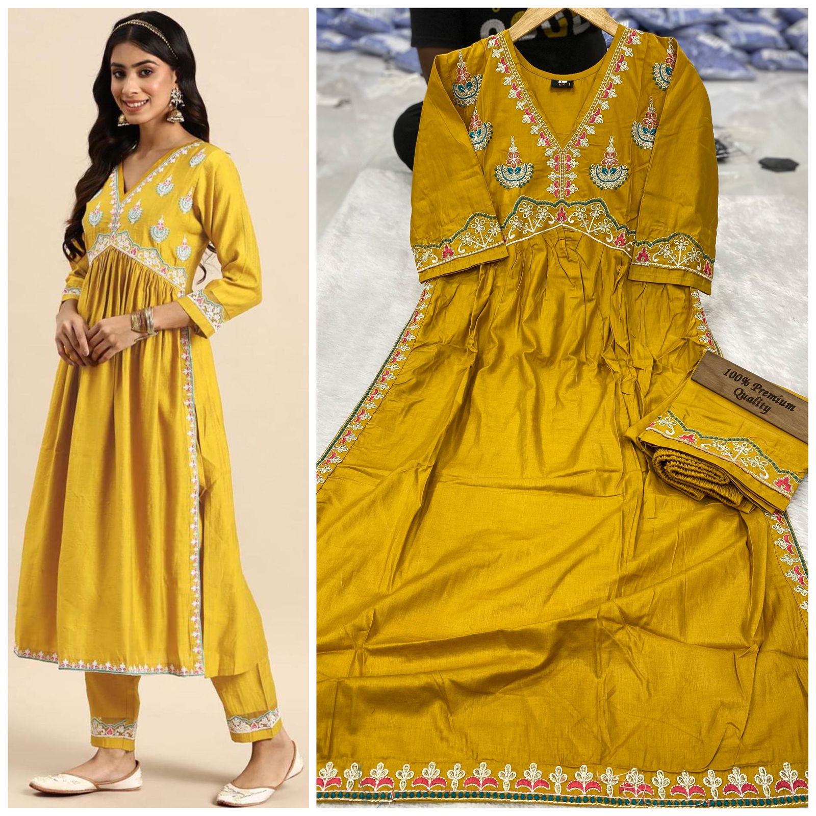 Zomato Rayon Cotton Alia Cut Kurti With Bottom Catalog