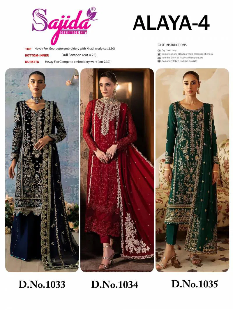 Alaya Vol 4 by Sajida Georgette Pakistani Salwar Kameez Wholesale Market
