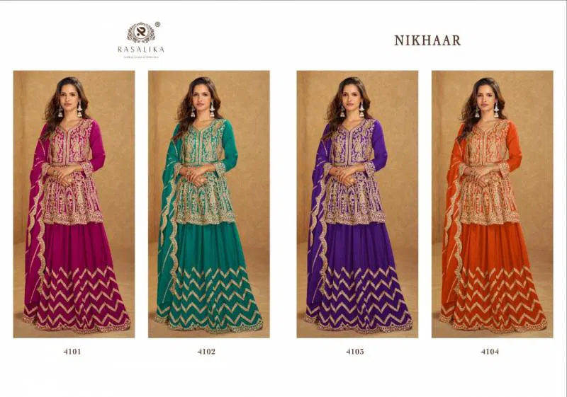 Nikhaar By Rasalika Chinon Silk Designer Lehenga Choli Wholesalers In Delhi