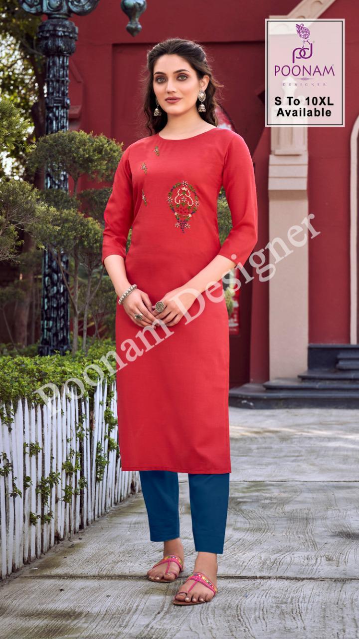 POONAM DIVA VOL-10 Latesy fancy Festive Wear Heavy Cotton Slub Kurtis With Bottom Collection (? 325/- ( 6xl to 10xl) 