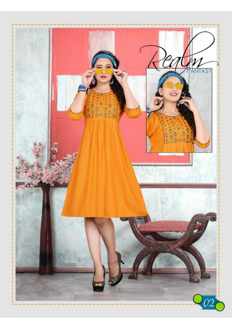 Trendy Orange Latest Fancy Designer Ethnic Wear Heavy Rayon Kurti Collection
