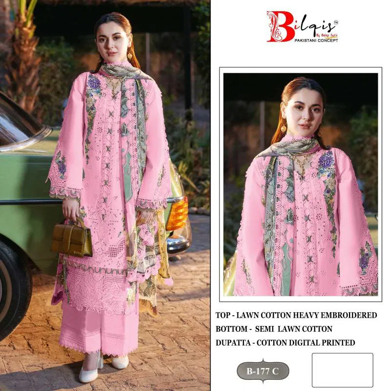 Bilqis B 177 Lawn Cotton Pakistani Salwar Kameez Wholesale Market In Surat
