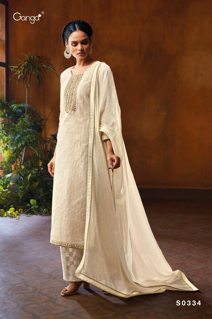 GANGA Latest Fancy Designer Heavy Casual Wear Finest Cotton Jacquard With Heavy Embroidery Work Heavy Salwar Suit Collection