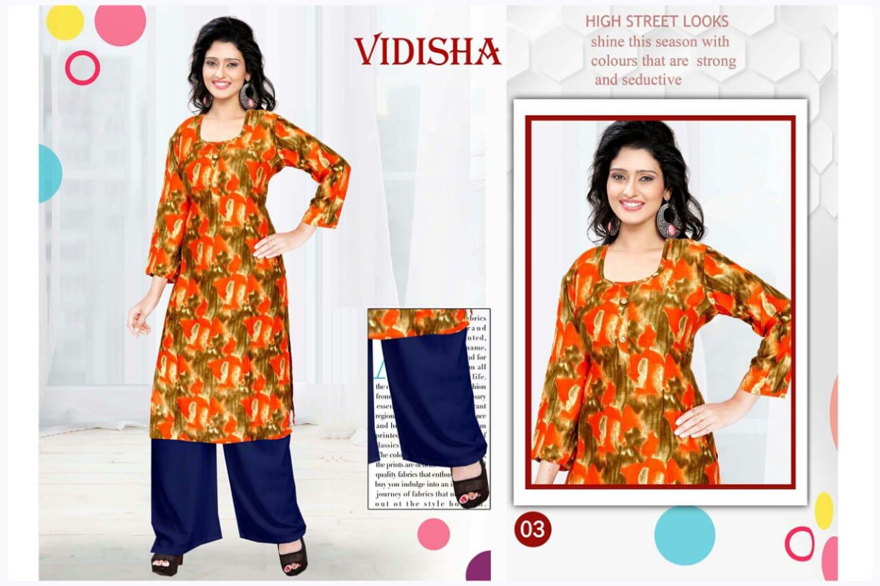 Aagya Vidhisha Stylish Daily Wear Printed Rayon Kurtis With Plazzo Collection