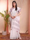 The White Loom By Astita Linen Cotton Saree Wholesale Price In Surat