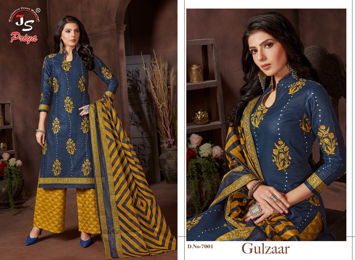 Js Priya Gulzaar 7 Regular Wear Designer Printed Cotton Dress Material Collection
