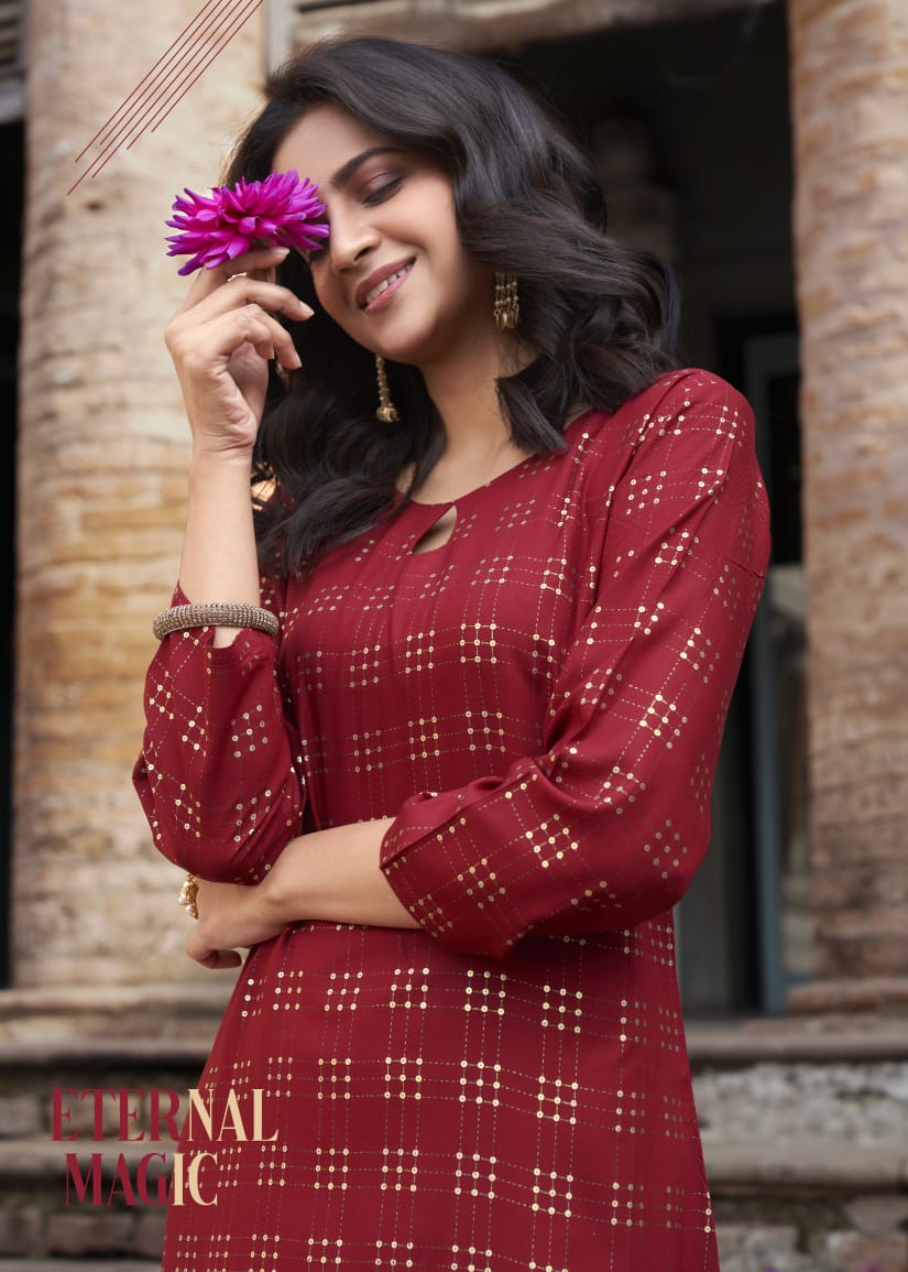 Banwery Colourbar Latest Fancy Heavy Foil Print Ethnic Wear Designer Kurtis Collection
