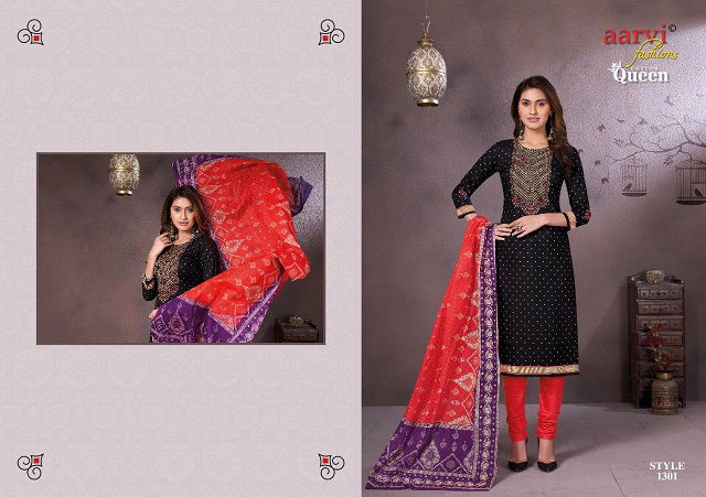 Aarvi Queen 3 Latest fancy regular Wear Pure Cotton Cambric Dress Material Collection
