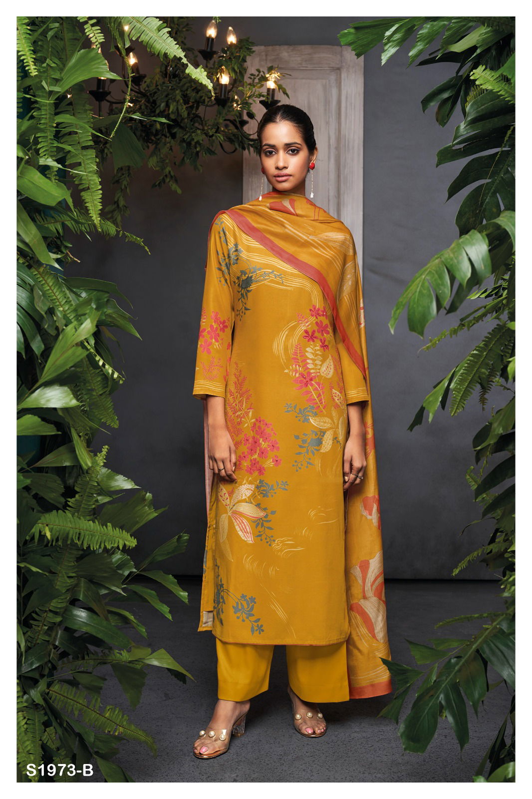 Teya 1973 By Ganga Printed Pashmina Dress Material Catalog