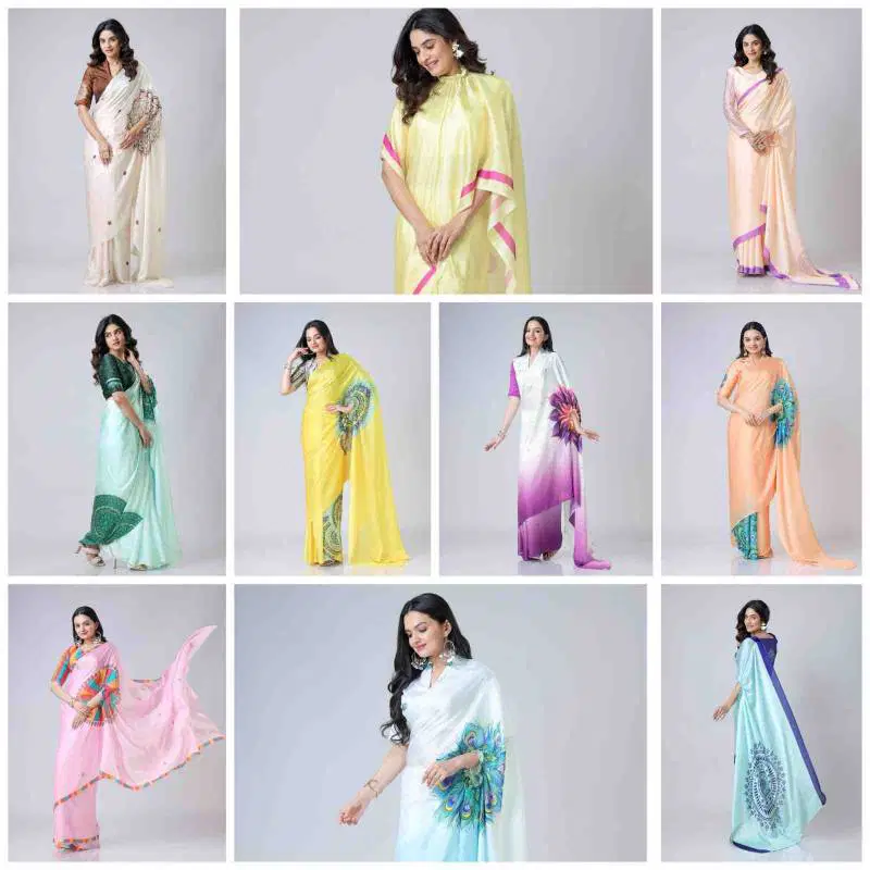 Kc 888 Digital Printed Crepe Silk Ready To Wear Saree Wholesale Market 