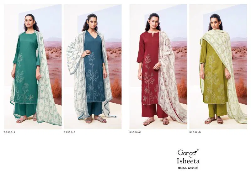 Isheeta By Ganga Cotton Silk Embroidered Salwar Suit Wholesale Clothing Distributors In India