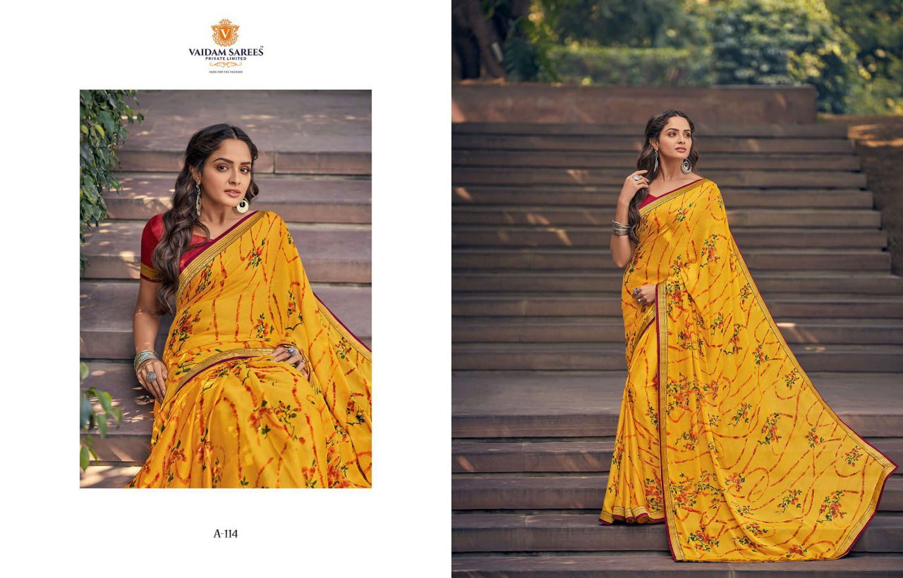 VAIDAM ALANKRITA Latest Fancy Designer Casual Wear Foil Printed Chiffon Saree Collection 