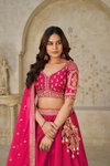 Rani colour Silk With Zari Work Lahenga With Blouse And Dupatta Online Wholesale KF 2102