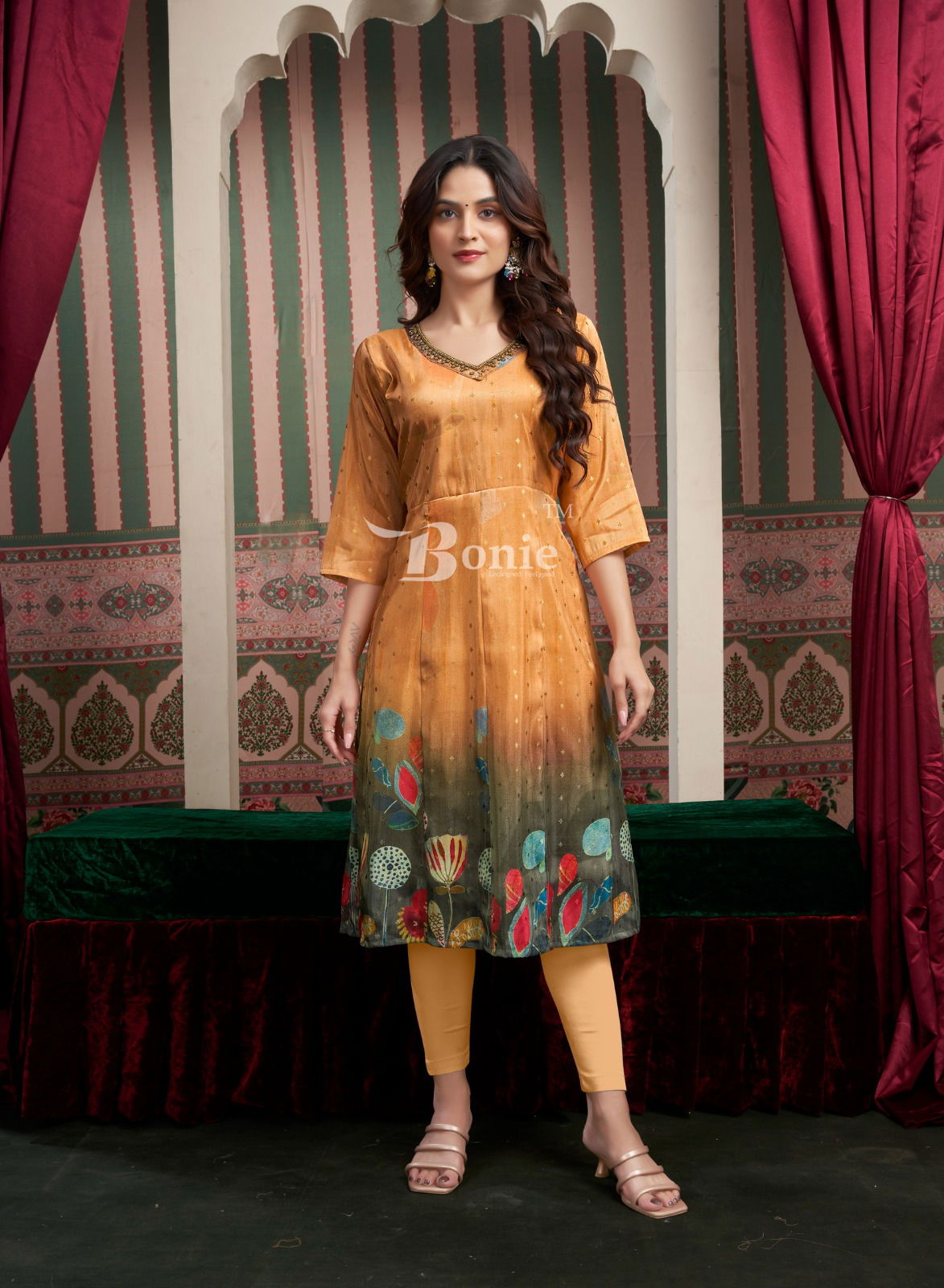 Brinda Vol 2 By Bonie Amazing Jacquard Printed Kurti Wholesalers In Delhi