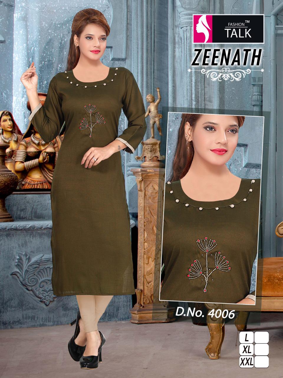 Ft Zeenath Fancy Regular Wear Rayon Handwork Designer Kurtis Collection
