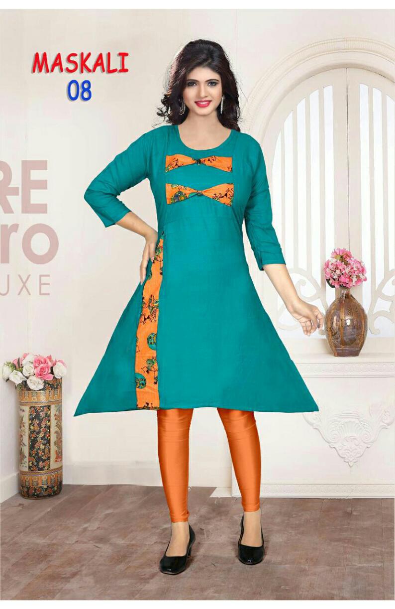 trendy maskali latest designer pure soft rayon regular casual wear kurtis collection