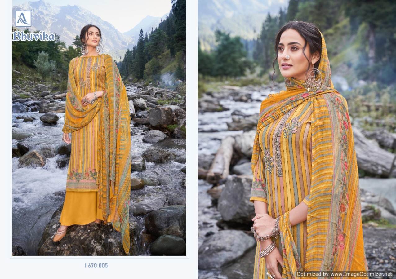 Alok Bhavika Latest Designer Pure Wool Pashmina Digital Print with Thread Embroidery Work Dress Material Collection 