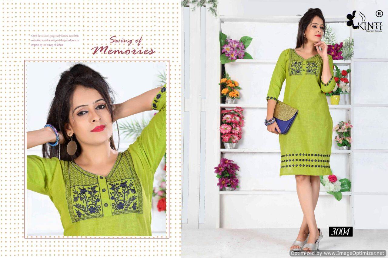 Kinti Morni Exclusive Cotton Slub With Embroidery Work Designer casual Wear Kurti Collection