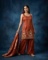 K 1059 By Naisha Roman Silk Kurti With Bottom Dupatta
