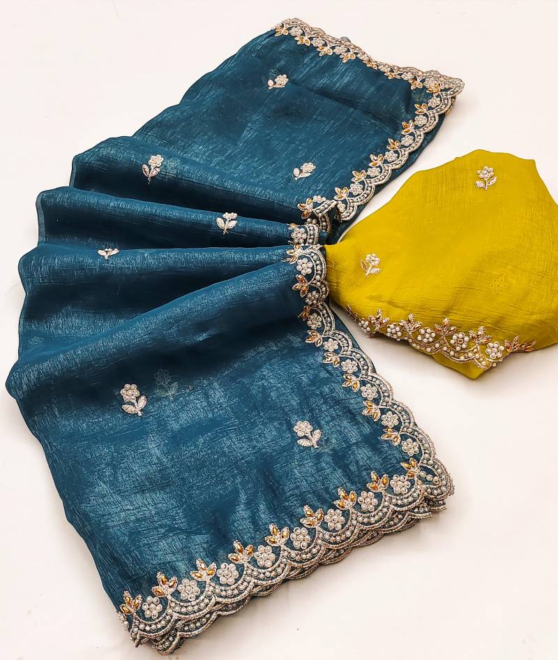 Bt 1267 Chiffon Embroidered Festive Wear Saree Wholesale Clothing Suppliers In India