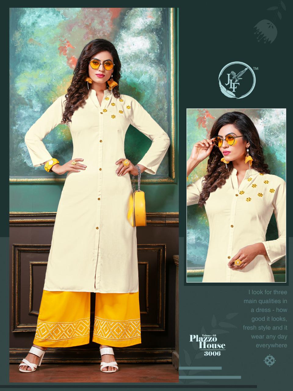 JLF Plazzo House Vol 3 Designer Collection Of Kurti With Plazzo 