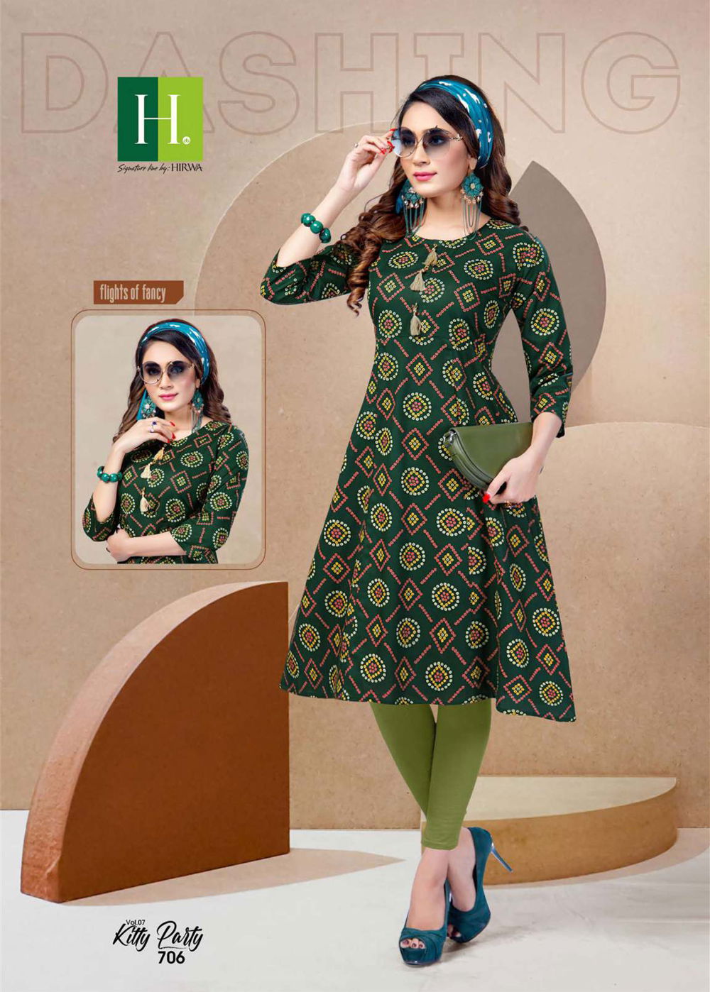 Hirwa Kitty Party 7 Latest Fancy Designer Casual Wear Bandhani Printed Designer Kurtis Collection
