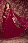 Magenta Colour Rosette By Lily And Lali Georgette Online Designer Gown Wholesale