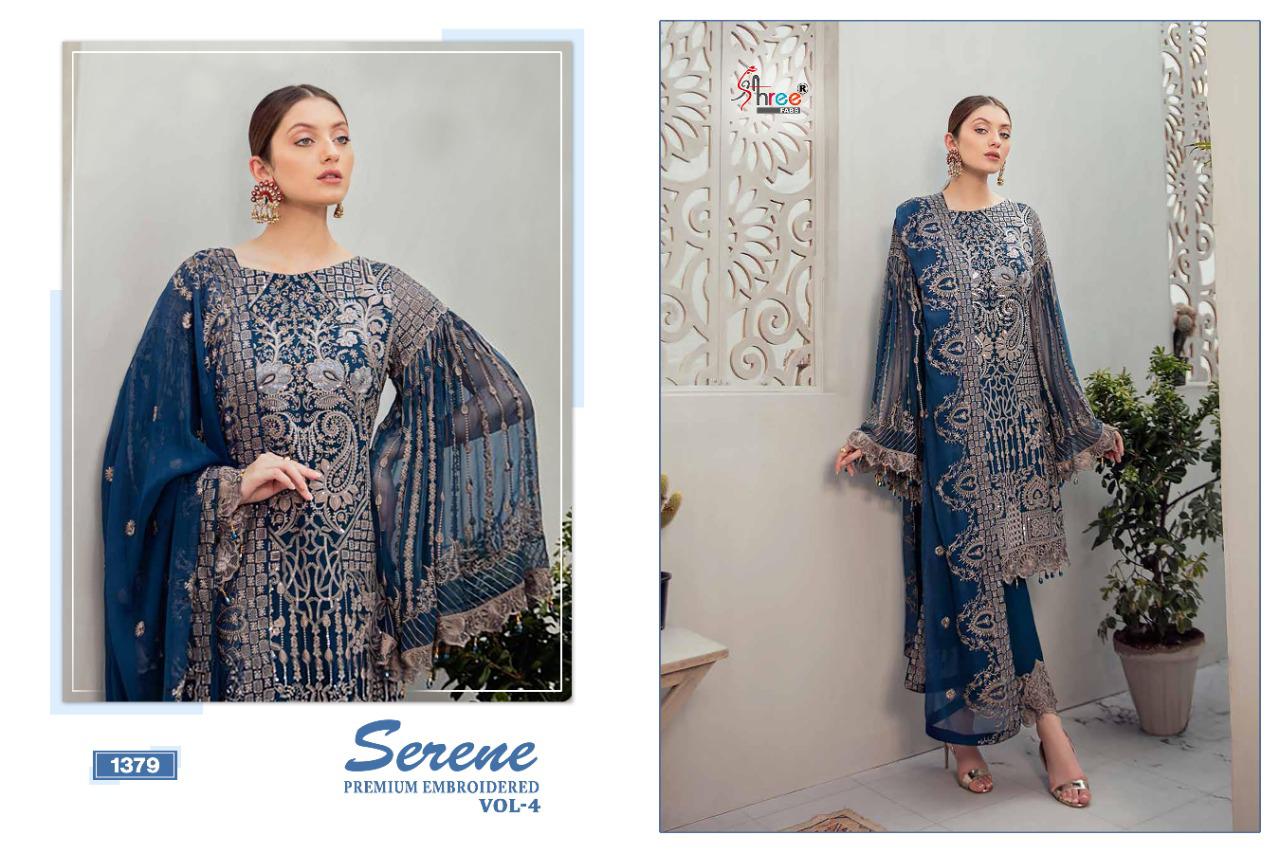 Shree Fab Serene Premium Embroidered Vol 4 Latest Heavy Designer Pakistani Dress Materisl Collection With Nazneen Embroidered Dupatta 