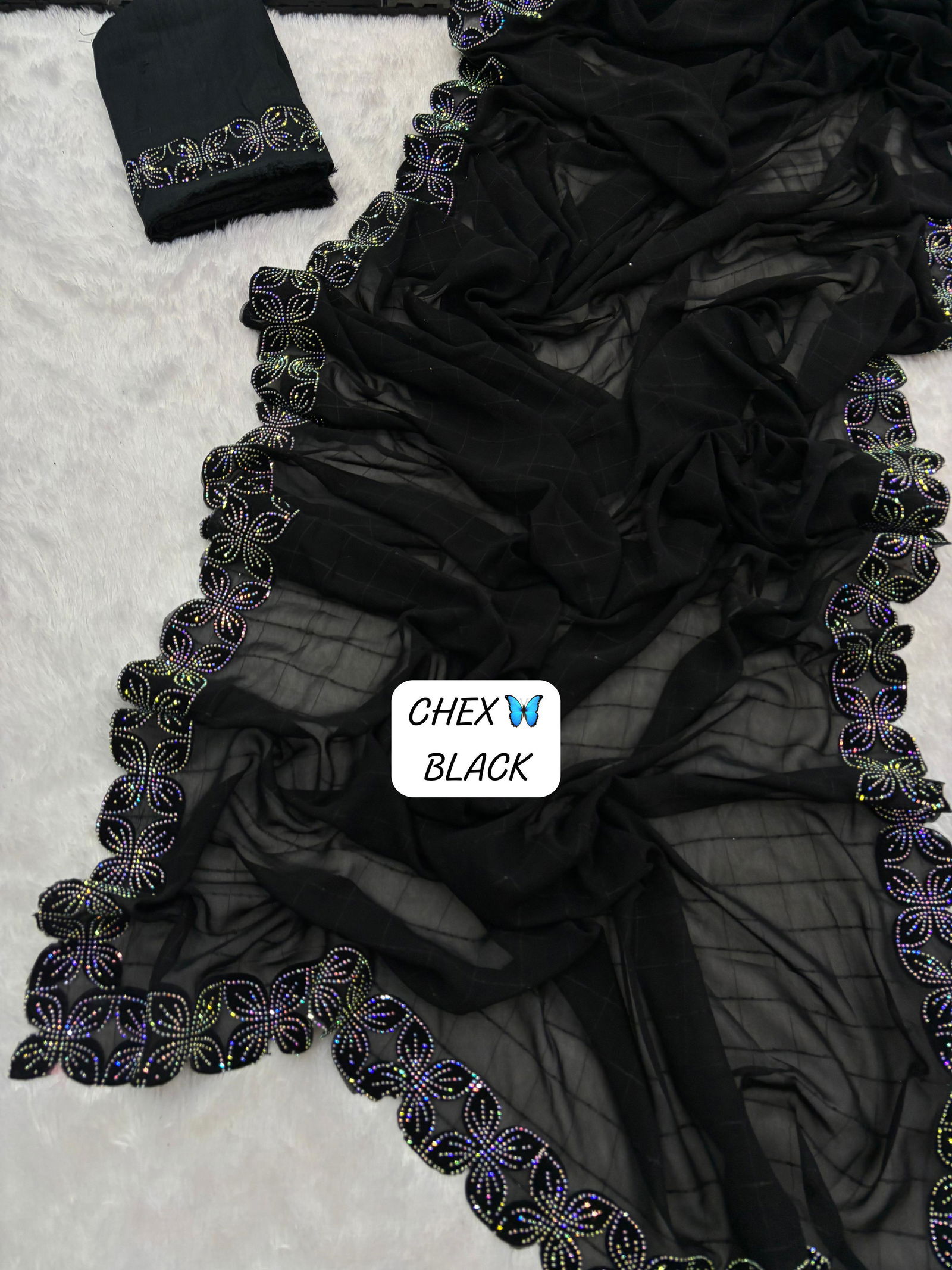 Chex Jk Designer Cutwork Border With Jarkan Diamond Party Wear Sarees Wholesale Price In Surat
