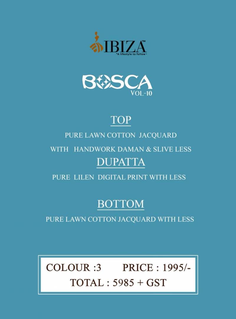 Bosca Vol 10 By Ibiza Lawn Cotton Designer Salwar Kameez Wholesalers In Delhi
