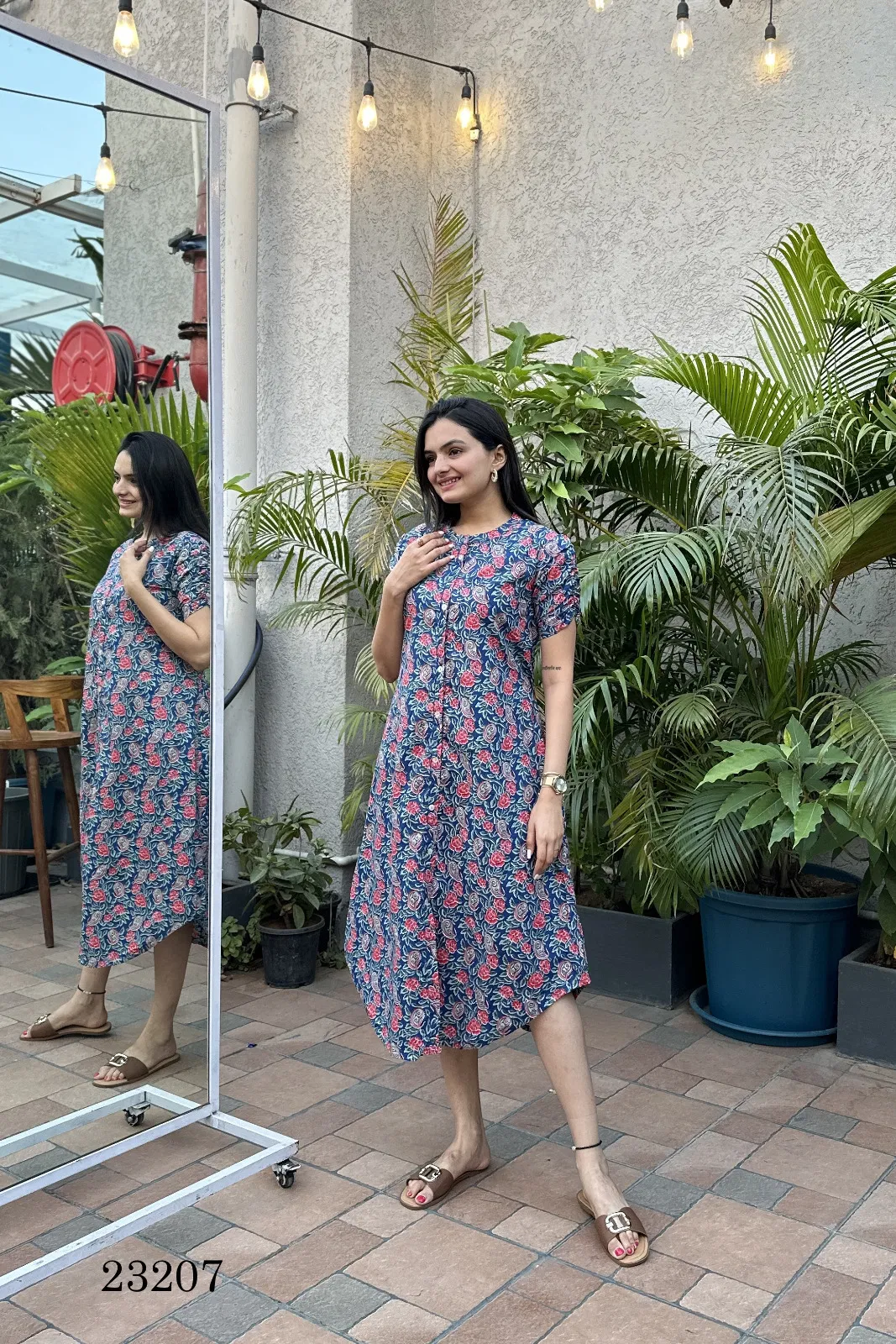 23207 Indira Patterned Cambric Cotton Kurtis Wholesale Online
