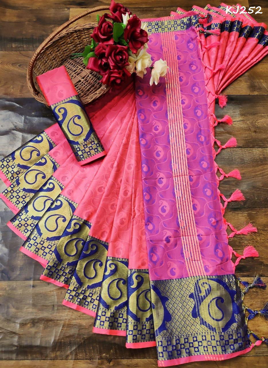 KJ Latest Designer Party Wear Wedding Saree Collection Having Wonderful Border 