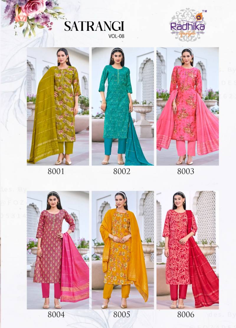 Satrangi Vol 8 By Radhika Modal Printed Kurti With Bottom Dupatta Wholesale In India