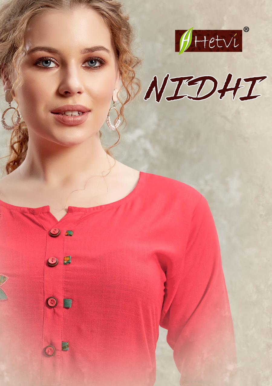 Hetvi Nidhi Ethnic Wear Rayon Designer Printed Kurtis With Bottom Collection