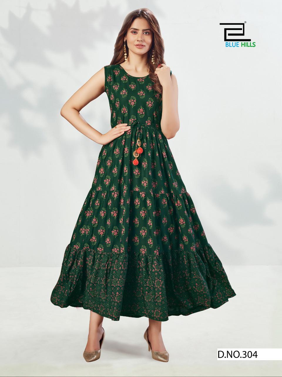 Blue Hills Sun Shine 3 Fancy Long Printed Designer Rayon Kurti Collection
