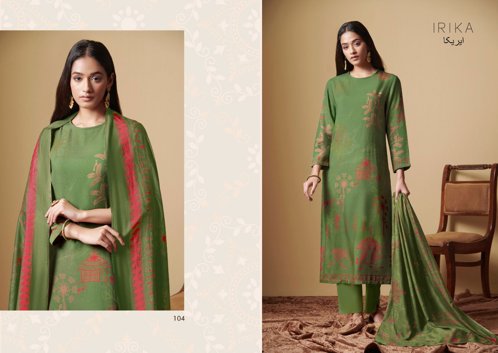 Sarah By Irika Printed Pashmina Dress Material Catalog