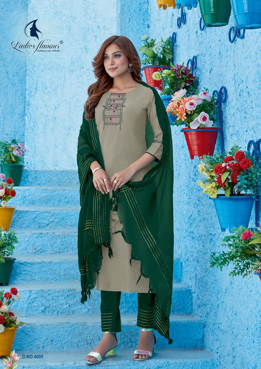 Ladies Flavour Saffron Ethnic Wear Viscose Ready Made Salwar Suit Collection
