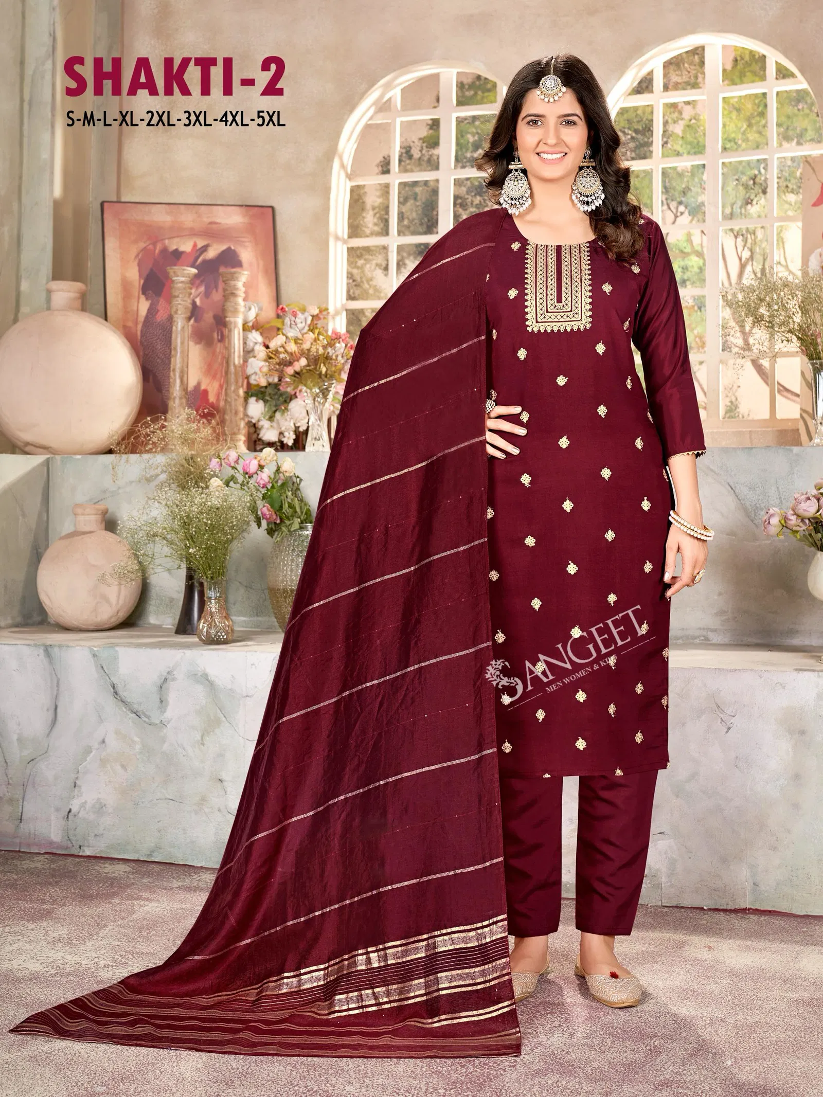 Shakti 2 By Sangeet Roman Silk Kurti With Bottom Dupatta Exporters In India
