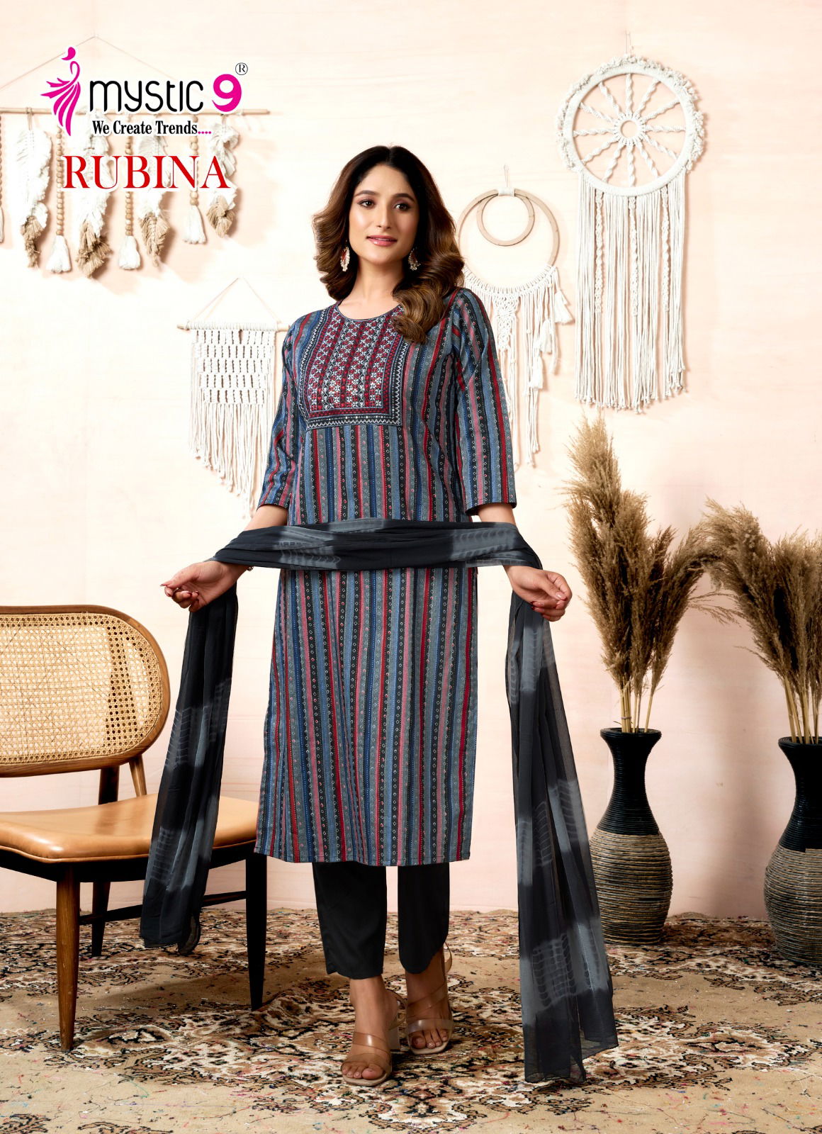 Rubina Vol 8 By Mystic 9 Rayon Kurti With Bottom Dupatta Wholesale In India