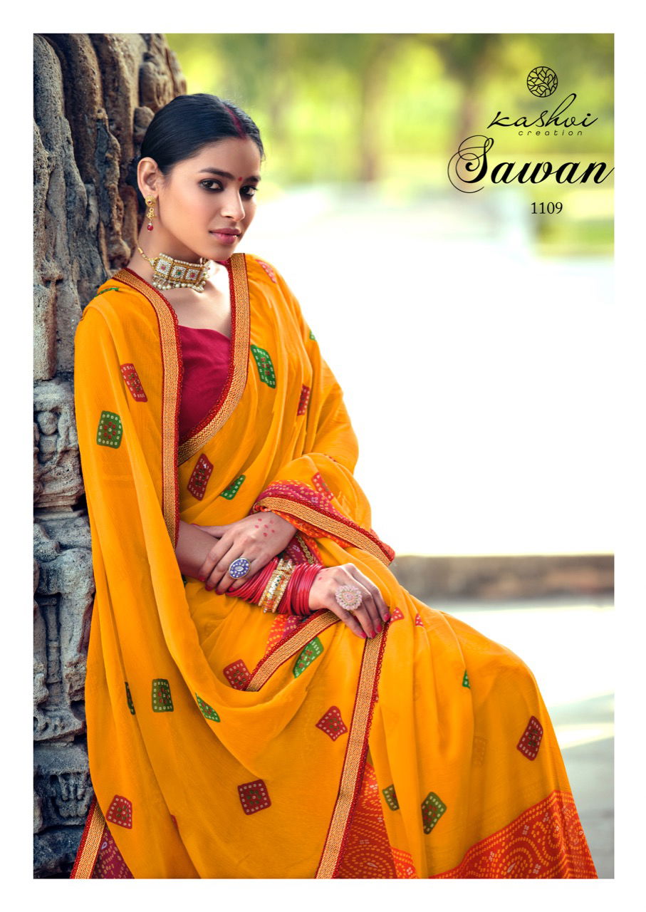 Kashvi Sawan Silk Casual Wear Printed Designer Saree Collection
