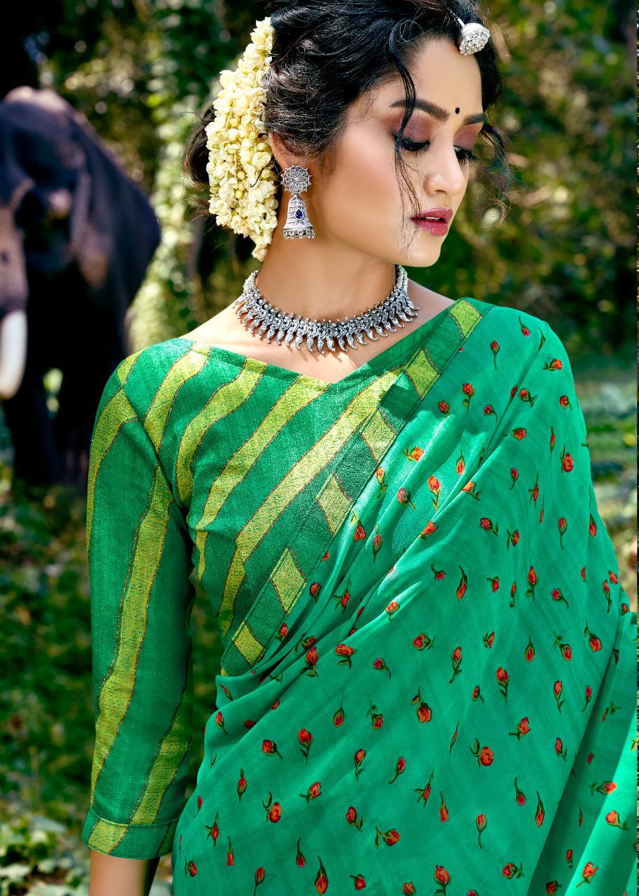 Kashvi Purva Silk Latest fancy Designer Casual Wear Printed Saree Collection
